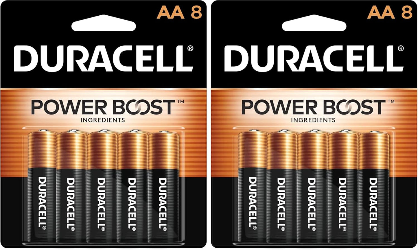Duracell AA Batteries, Alkaline, 8 Count | Coppertop | Power Boost | Long-Lasting | For Household Devices
