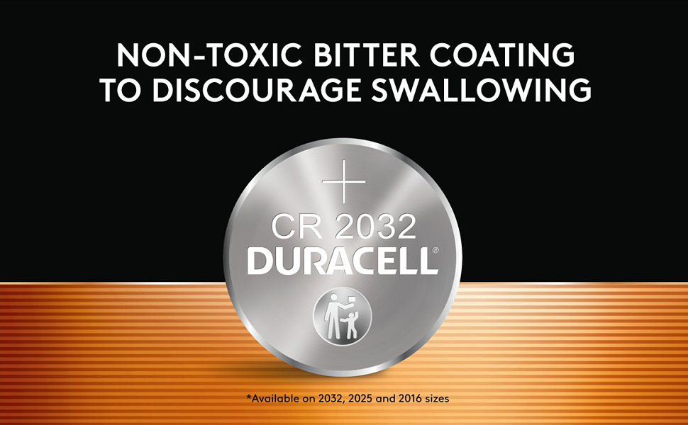 Duracell 2032 Lithium Battery, 4 Count (Pack of 1), Compatible with AirTag, Child Safety Features, Key Fob, CR2032 3V Cell